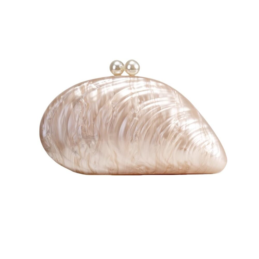 2131 Seashell Chain Shoulder Bag Acrylic Evening Clutch Bag Glitter Marble